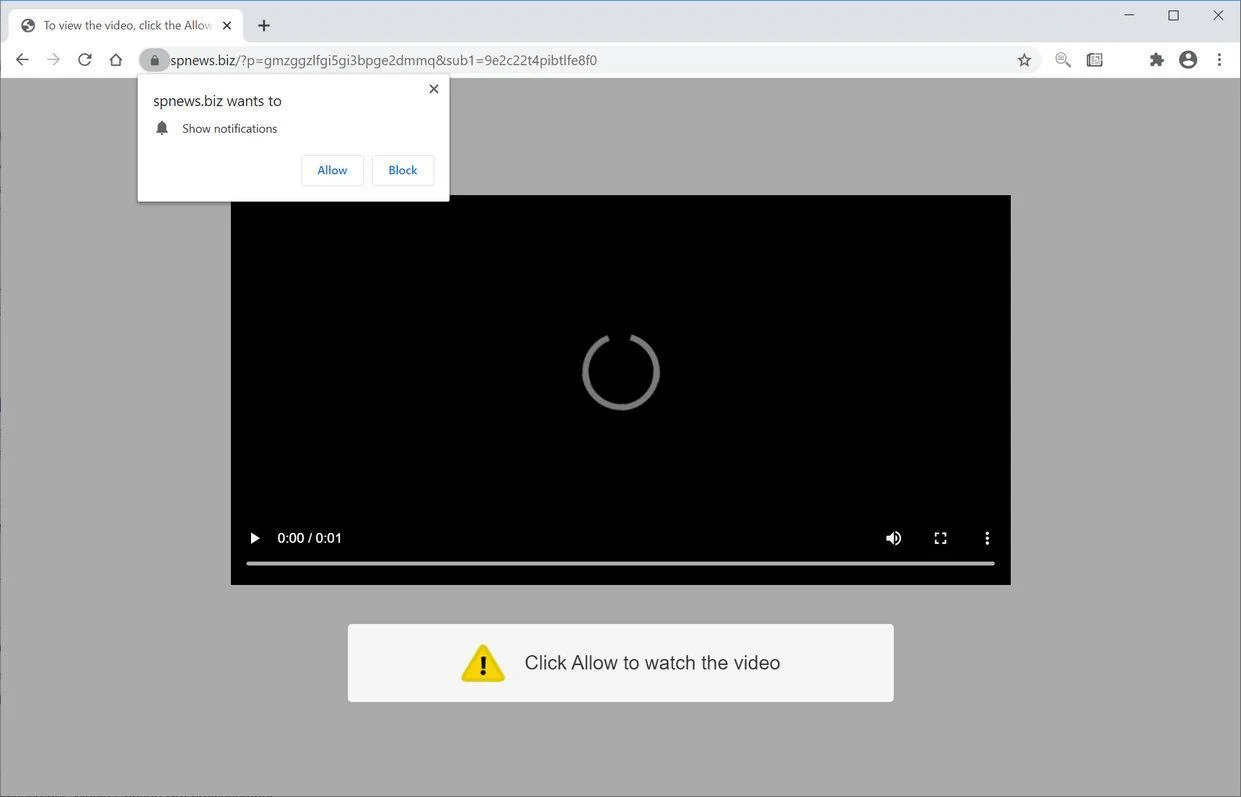 How to remove Spnews.biz pop-up ads (Virus Removal Guide) 1 Image: Chrome browser is redirected to Spnews.biz