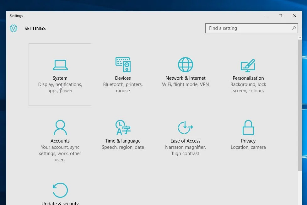 Windows 10 System Settings