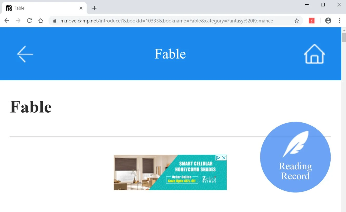 Image: Chrome browser is redirected to the Novelcamp.net site