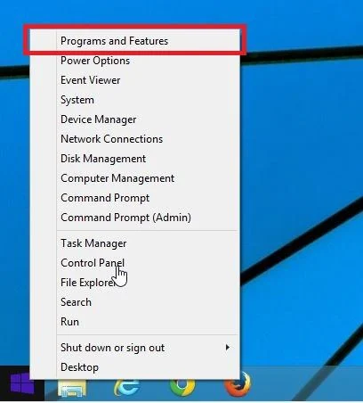 Right click on Start and select Programs and Features Right click on Start and select Programs and Features - Windows 8.1 Help