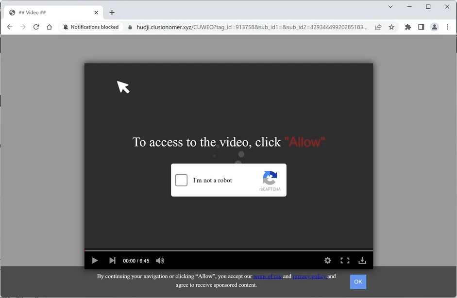 Remove Clusionomer.xyz Pop-up Ads (Virus Removal Guide) 1 Image: Chrome browser is redirected to Clusionomer.xyz