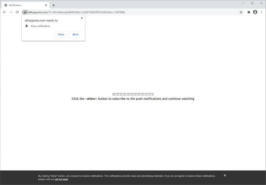 Remove Alltopposts.com pop-up ads (Virus Removal Guide) 1 Image: Chrome browser is redirected to Alltopposts.com