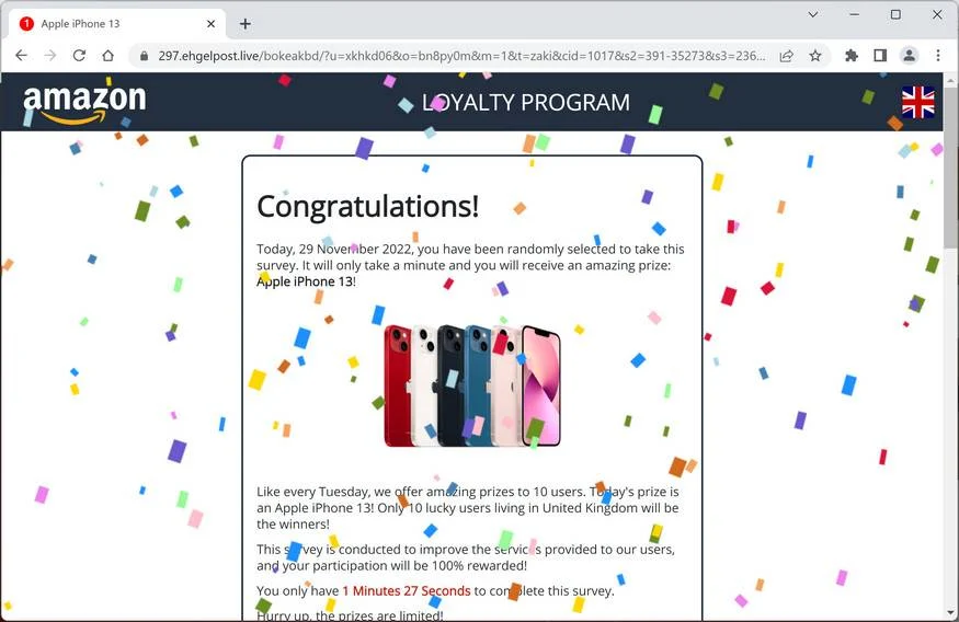 Image: Ehgelpost.live Fake Amazon Loyalty Program Survey