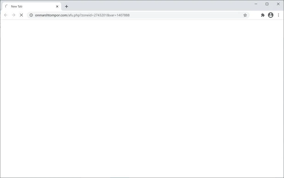 Image: Chrome browser is redirected to Onmarshtompor.com