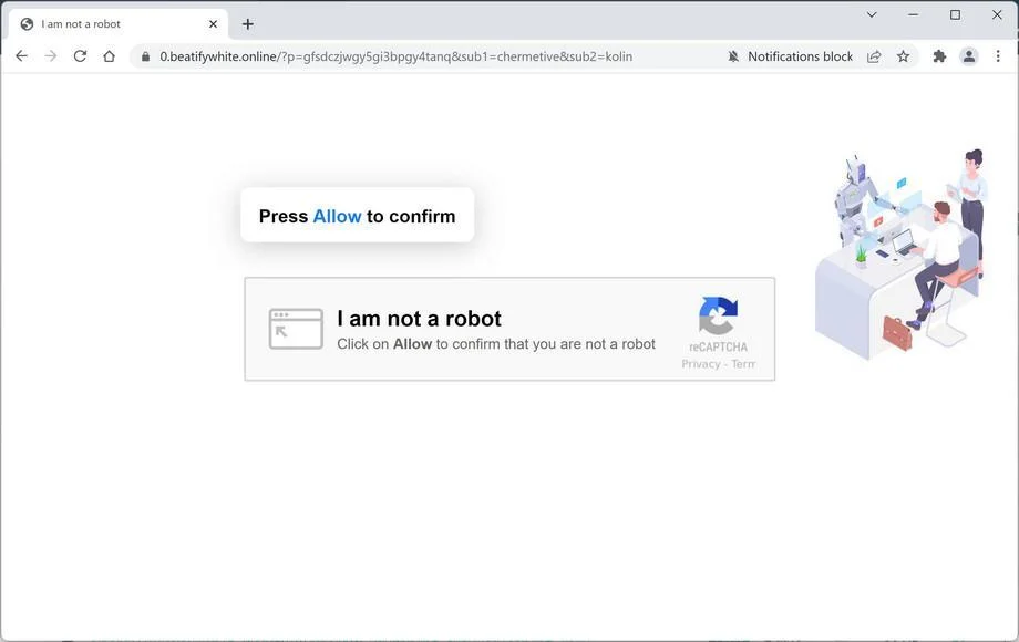 How to Remove Beatifywhite.online Pop-up Ads (Virus Removal Guide) 1 Image: Chrome browser is redirected to Beatifywhite.online