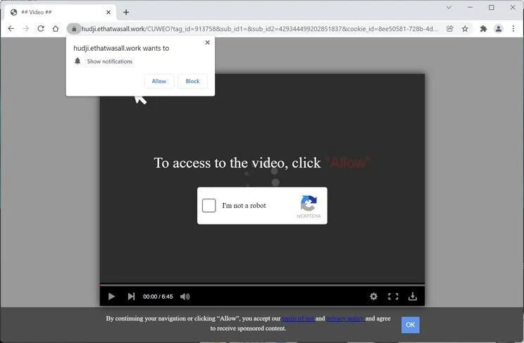 Image: Chrome browser is redirected to Ethatwasall.work