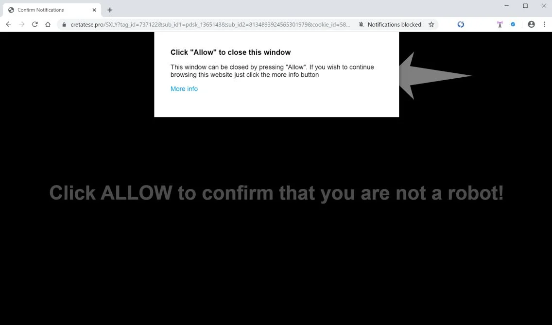 How to remove Cretatese.pro pop-up ads (Virus Removal Guide) 1 Image: Chrome browser is redirected to Cretatese.pro