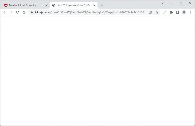 Image: Chrome browser is redirected to Kiksajex.com