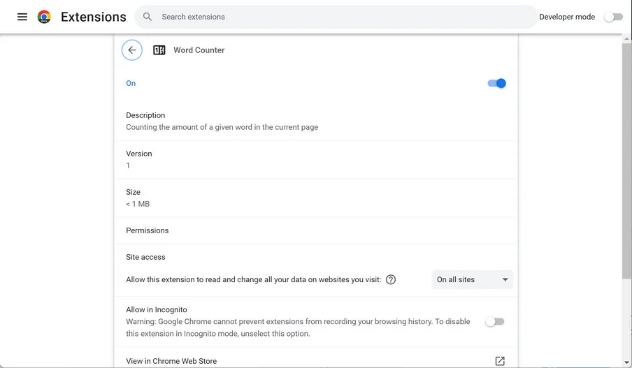 Image: Word Counter Chrome Extension