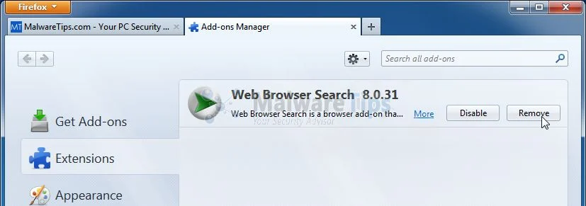 WebBrowserSearch Firefox extension [Image: WebBrowserSearch Firefox extension