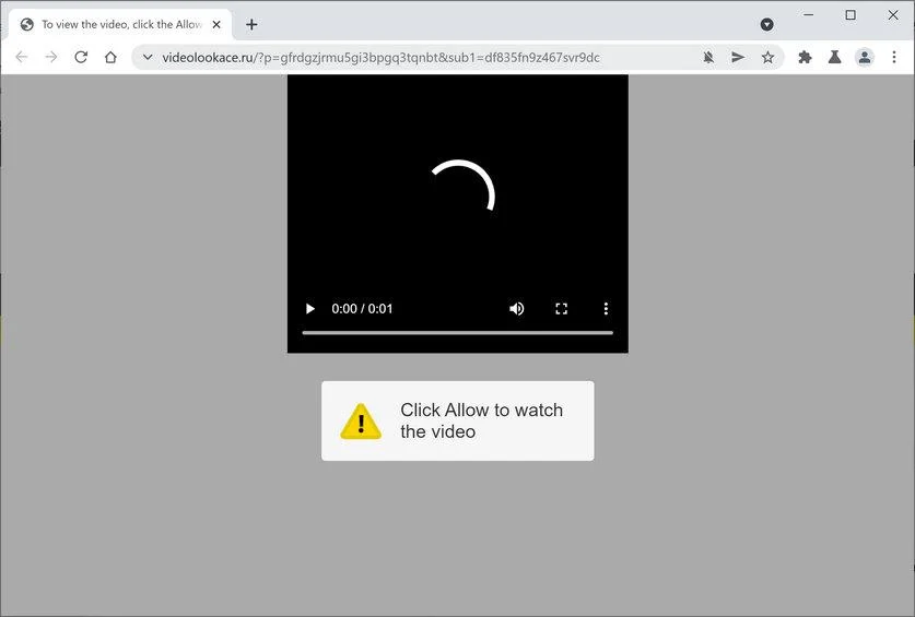 Image: Chrome browser is redirected to Videolookace.ru