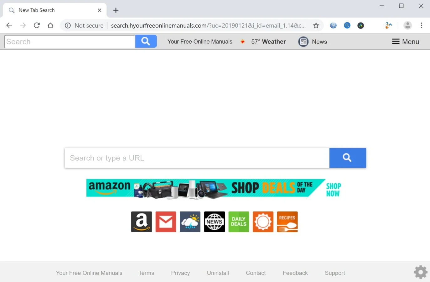 Remove Search.hyourfreeonlinemanuals.com redirect (Virus Removal Guide) 1 Image: Chrome browser is redirected to search.hyourfreeonlinemanuals.com