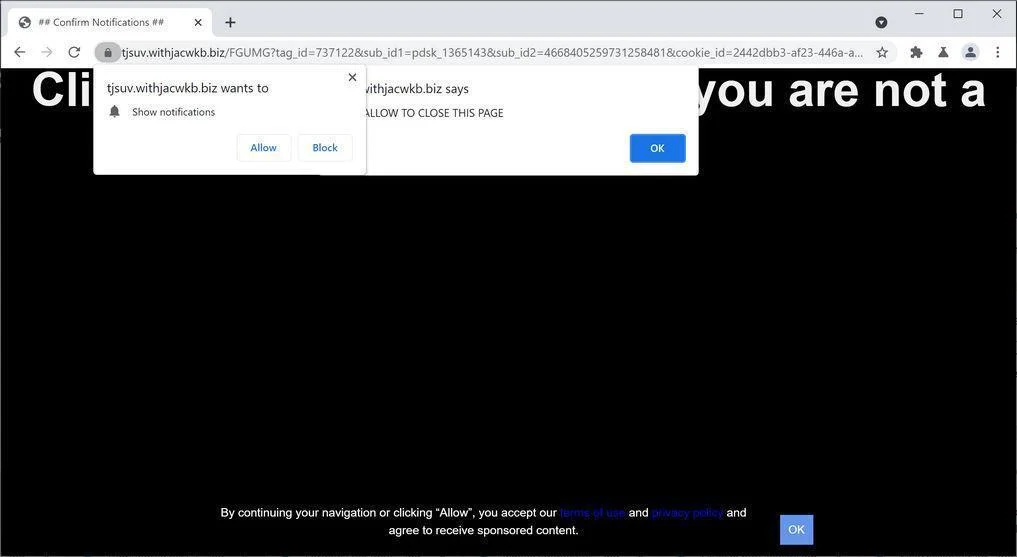 Remove Withjacwkb.biz pop-up ads (Virus Removal Guide) 1 Image: Chrome browser is redirected to Withjacwkb.biz