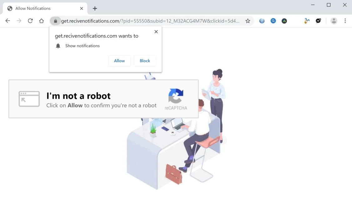 Remove Get.recivenotifications.com pop-up ads (Virus Removal Guide) 1 Image: Chrome browser is redirected to Get.recivenotifications.com