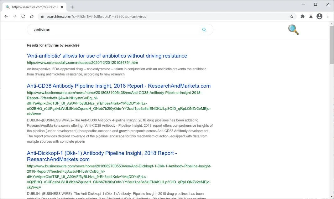 Remove Searchlee.com browser hijacker (Virus Removal Guide) 1 Image: searchlee.com browser hijacker