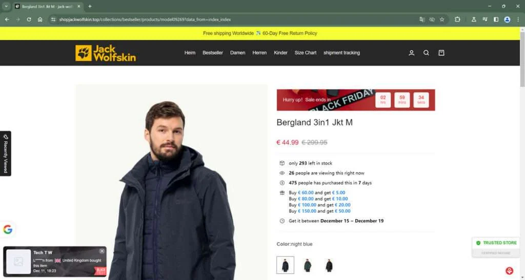 ShopJackWolfskin.top Scam: A Fake Jack Wolfskin Website 1 Shopjackwolfskin.top scam