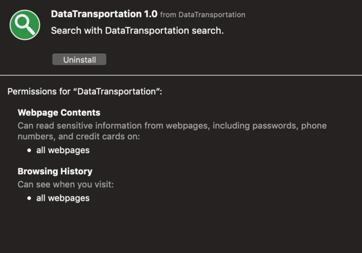 Remove DataTransportation adware from Mac (Virus Removal Guide) 1 DataTransportation adware