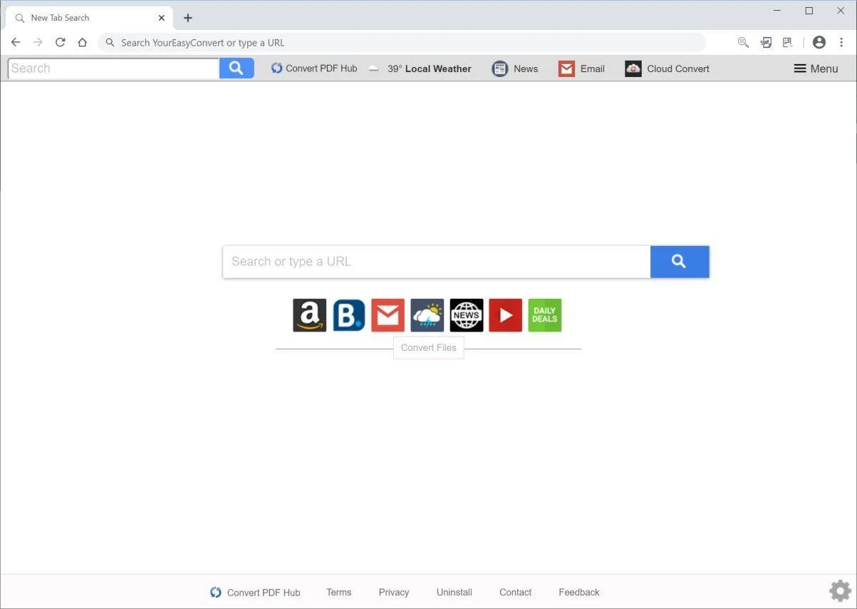 Remove Search.hconvertpdfhub.com redirect (Virus Removal Guide) 1 Image: Chrome browser is redirected to Search.hconvertpdfhub.com