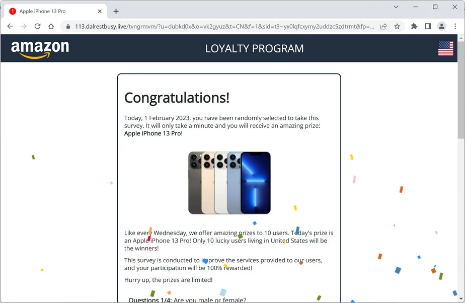 Image: Dalrestbusy.live Survey Scam