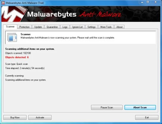 Malwarebytes Chameleon quick scan
