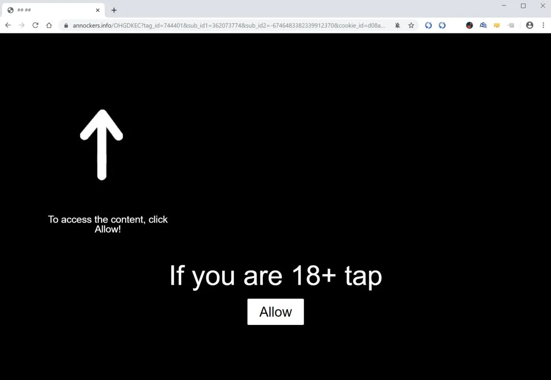 Image: Chrome browser is redirected to Annockers.info