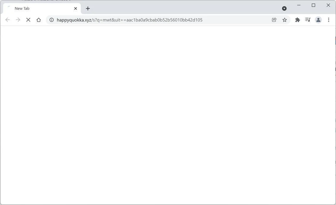Remove Happyquokka.xyz browser hijacker (Virus Removal Guide) 1 Image: Chrome browser is redirected through Happyquokka.xyz