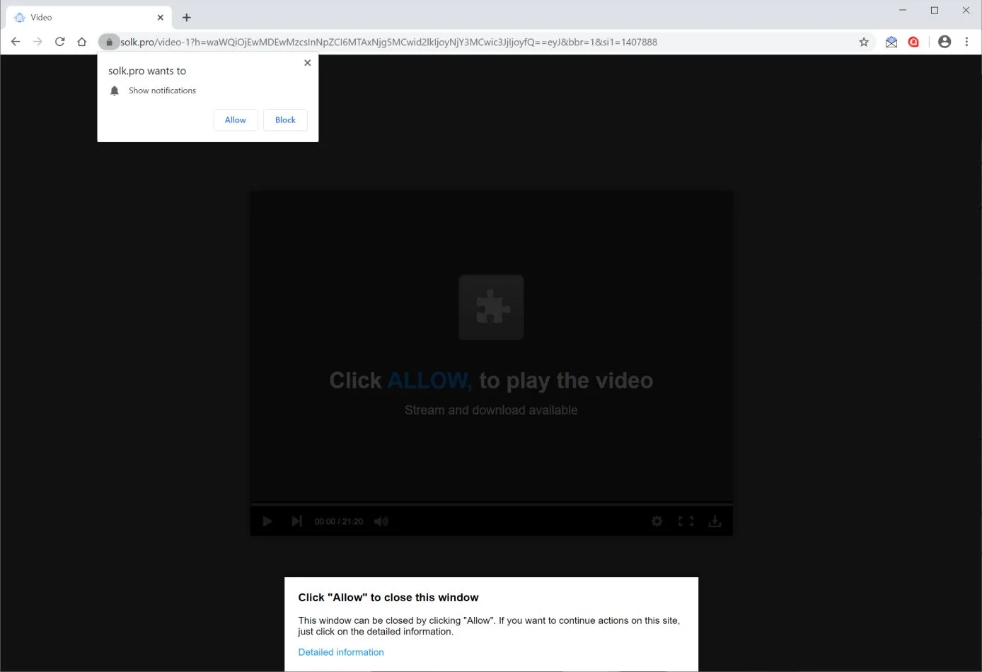 Image: Chrome browser is redirected to Solk.pro