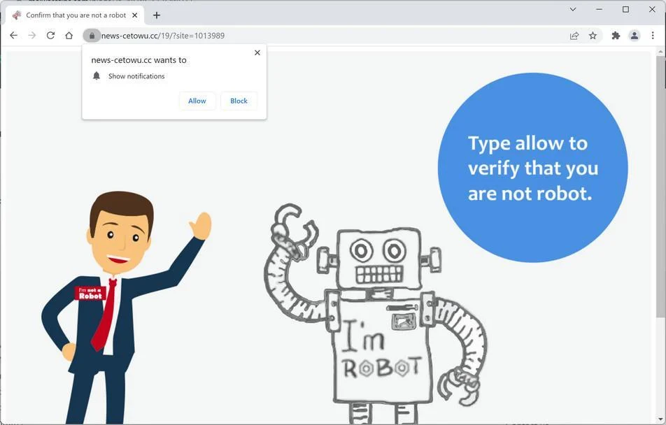 How to Remove News-cetowu.cc Pop-up Ads (Virus Removal Guide) 1 Image: Chrome browser is redirected to News-cetowu.cc