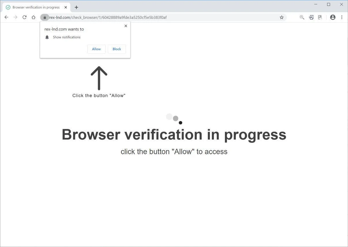 How to remove Rex-lnd.com pop-up ads (Virus Removal Guide) 1 Image: Chrome browser is redirected to Rex-lnd.com