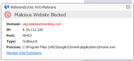 Usg.spiessummarising.com reirect detected by Malwarebytes Usg.spiessummarising.com virus detected by Malwarebytes