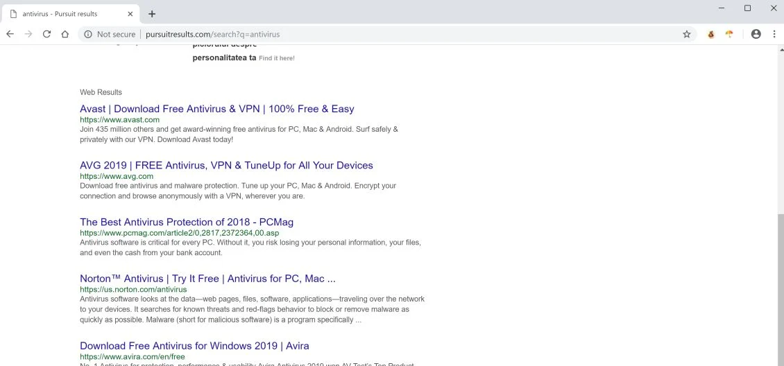 pursuitresults.com redirect virus