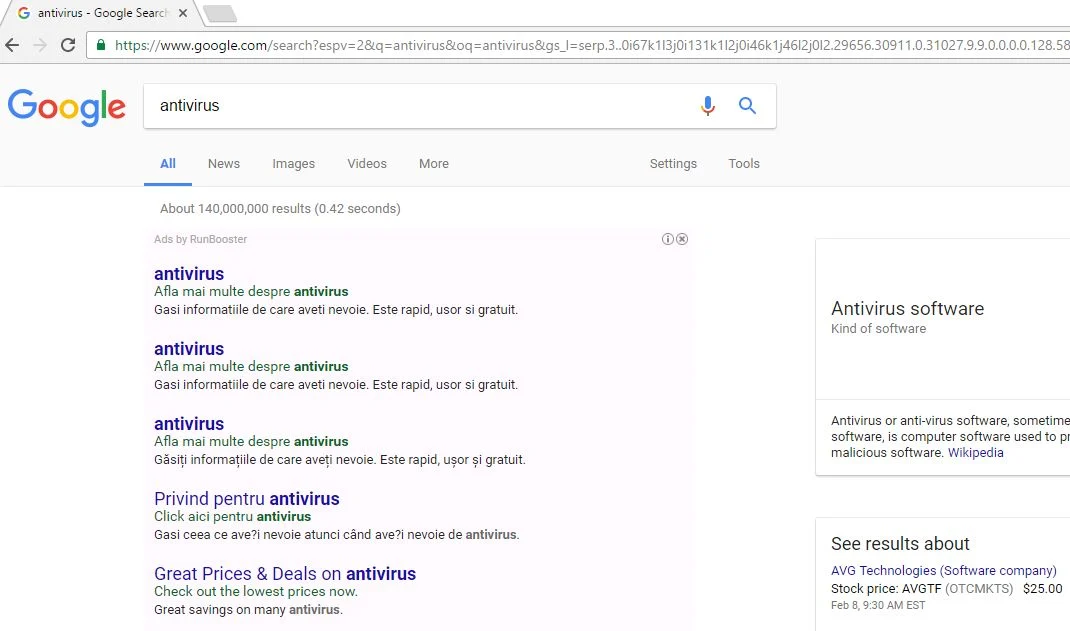 Ads by RunBooster adware