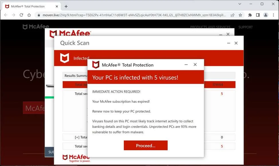 Image: Chrome browser is redirected to Moven.live