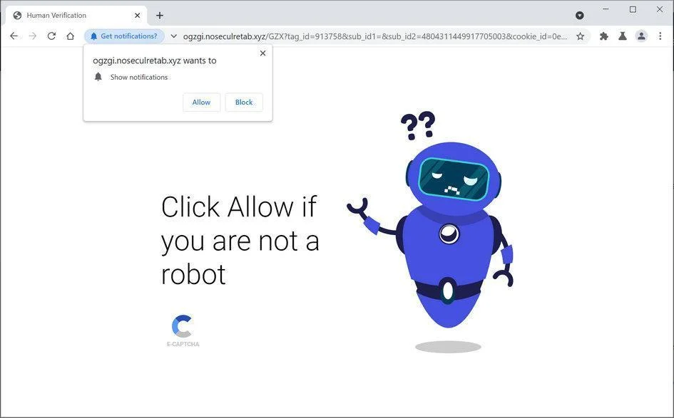 Remove Noseculretab.xyz pop-up ads (Virus Removal Guide) 1 Image: Chrome browser is redirected to Noseculretab.xyz