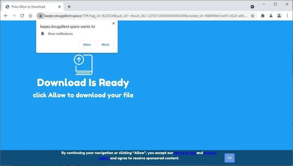 Image: Chrome browser is redirected to Dougallent.space