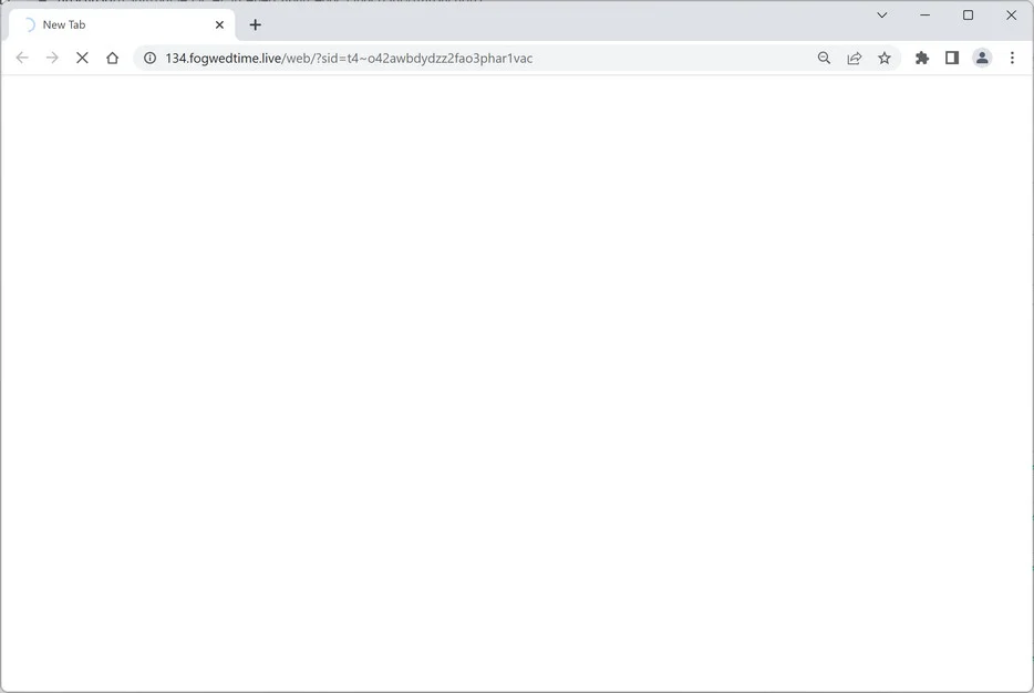 Image: Chrome browser is redirected to the Fogwedtime.live site