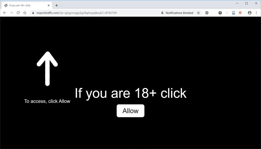 How to remove Importtraffic.com pop-up ads (Virus Removal Guide) 1 Image: Chrome browser is redirected to Importtraffic.com