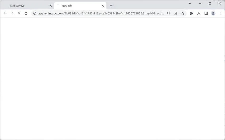Image: Chrome browser is redirected to Awakeningsco.com