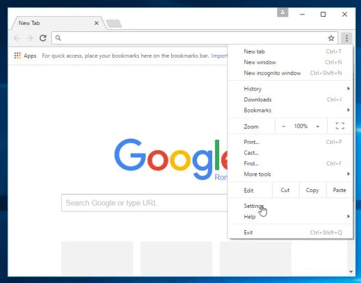 Click on the Chrome menu button then on the Settings button Google Chrome Settings button