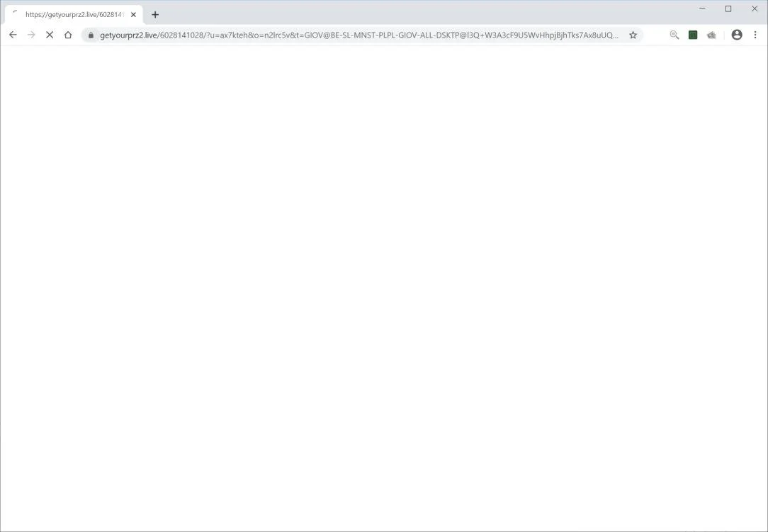 Image: Chrome browser is redirected to Getyourprz2.live