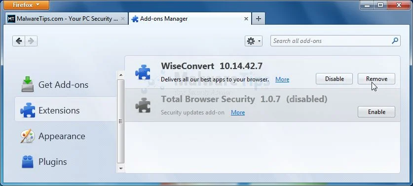 [Image: WiseConvert Toolbar Firefox extension]