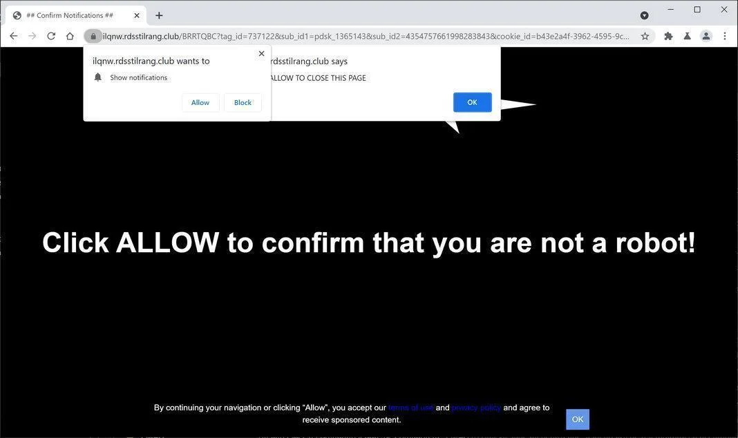 Remove Rdsstilrang.club pop-up ads (Virus Removal Guide) 1 Image: Chrome browser is redirected to Rdsstilrang.club