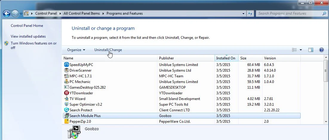 Uninstall Search Module Plus from Goobzo Remove Search Module Plus from Goobzo