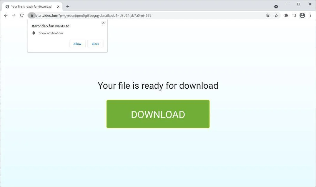 Remove Startvideo.fun pop-up ads (Virus Removal Guide) 1 Image: Chrome browser is redirected to Startvideo.fun