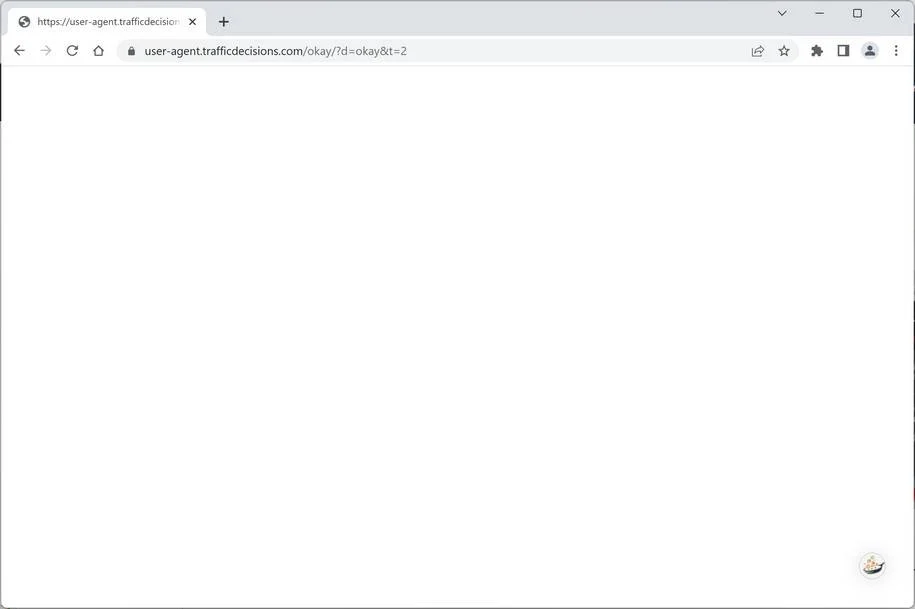 User-agent.trafficdecisions.com Removal Instructions 1 Image: Chrome browser is redirected to User-agent.trafficdecisions.com