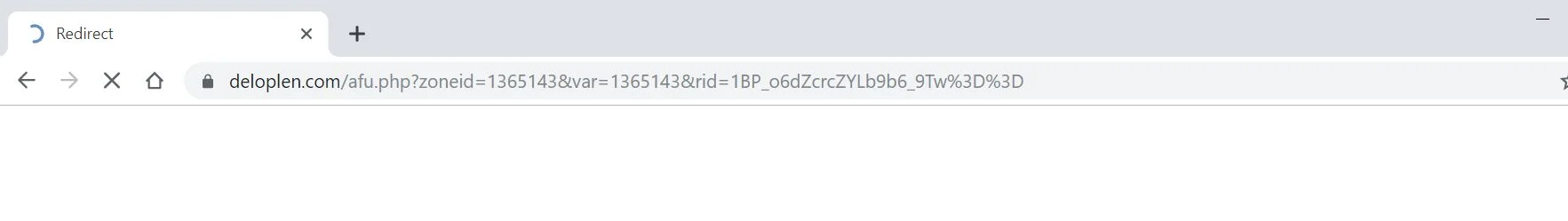 Image: Chrome browser is redirected to the Deloplen.com/afu.php?zoneid= site