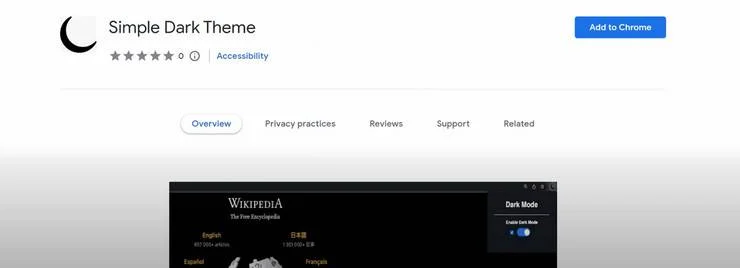 Remove "Simple Dark Theme" Browser Extension Virus 1 Image: Simple Dark Theme Chrome Extension