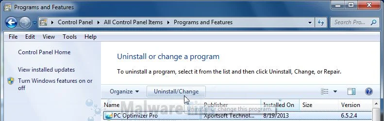 Uninstall PC Optimizer Pro