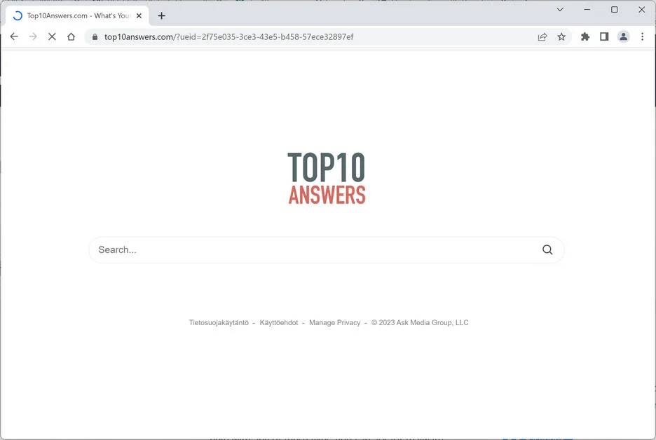 Image: Top10answers.com Browser Redirect