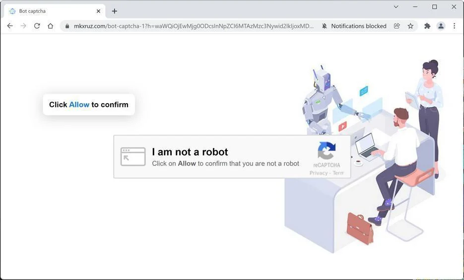 Image: Chrome browser is redirected to Mkxruz.com